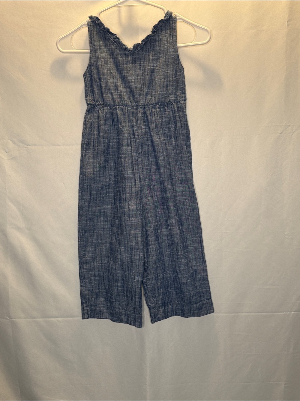Sleeveless Chambray-Look Jumpsuit in Blue